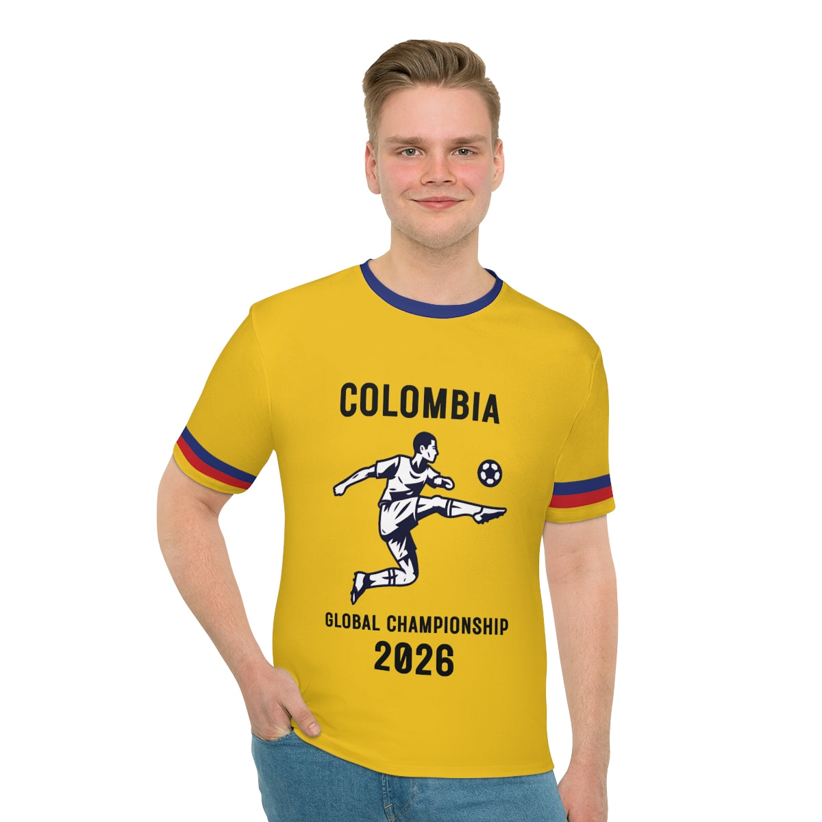 Colombia Soccer Player Global Championship 2026 T-Shirt | Yellow Blue Football Tee