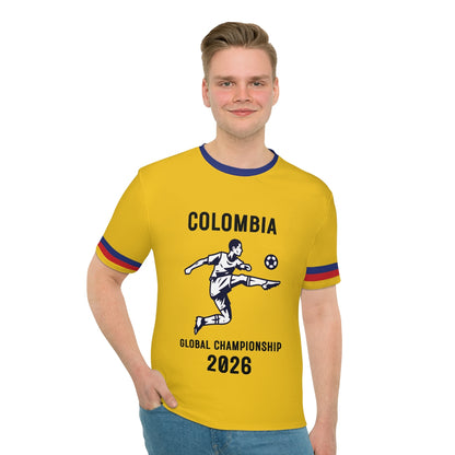 Colombia Soccer Player Global Championship 2026 T-Shirt | Yellow Blue Football Tee