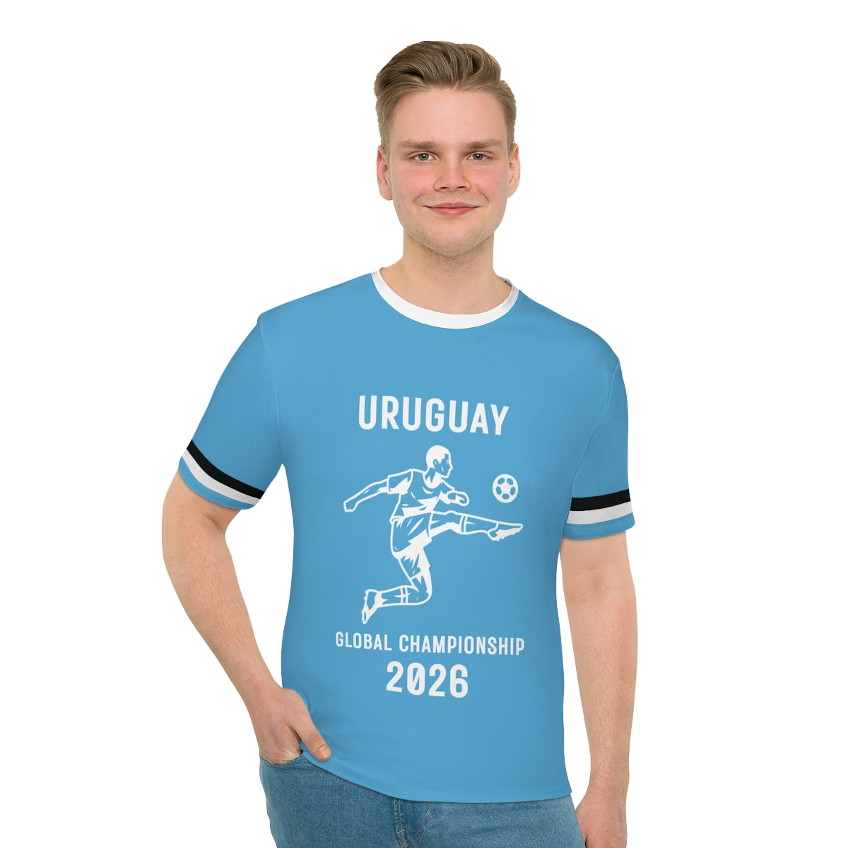 Uruguay Soccer Player 2026 Global Championship T-Shirt | Light Blue Football Tee